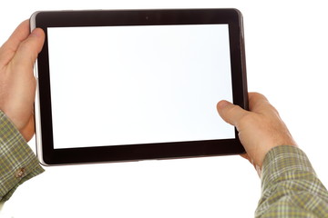 Hände mit Tabletcomputer