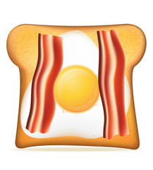 toast with bacon and egg vector illustration