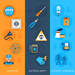 Electricity Banners Set