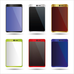various color smart phones mock up symbols eps10