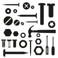 hardware screws and nails with tools symbols eps10 - 77459551