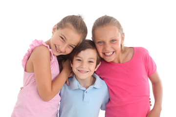 happy kids on a white background