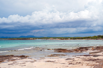 Tropical storm coming in the sea.