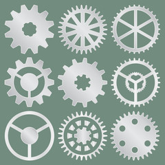 Vector collection of metal gear wheels