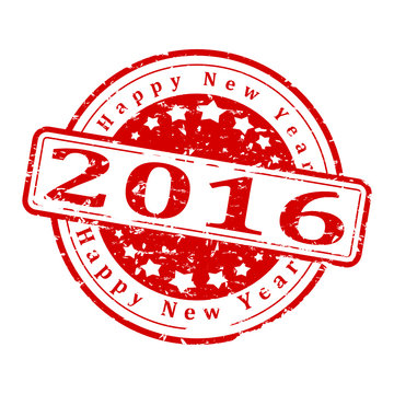 Red Stamp - Happy New Year 2016 - vector