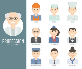 Different people professions characters set flat
