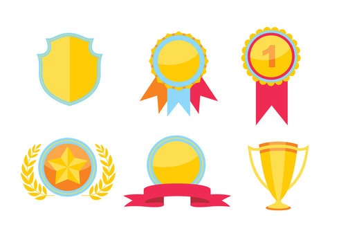 Trophy and awards icons set.