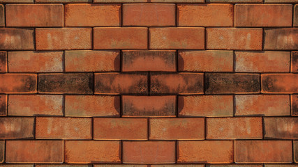 Tiled Old Stained Brick Wall