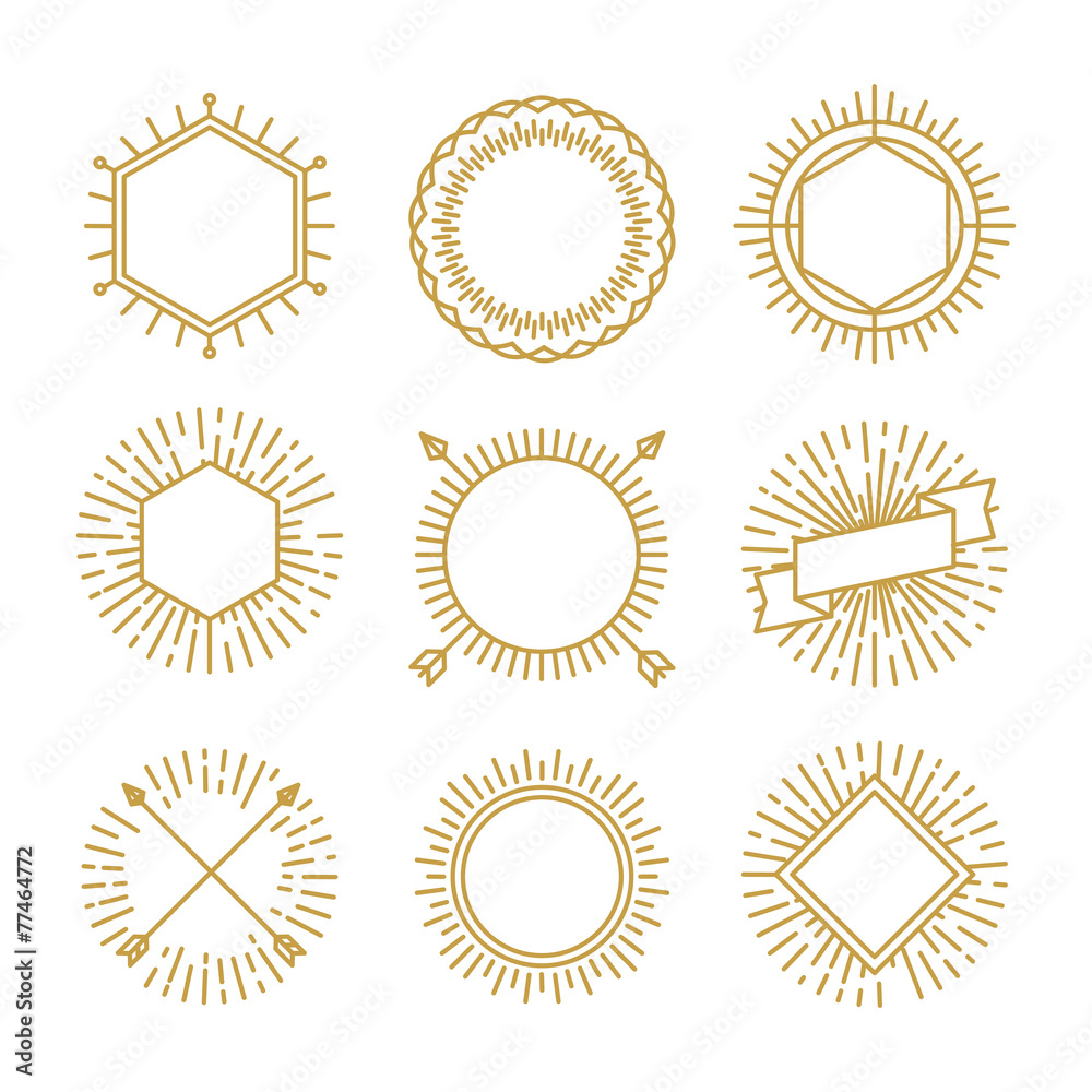 Poster vector set of outline emblems and badges