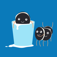 Cookies waiting in line to bath in milk