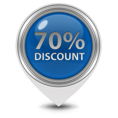 Discount seventy percent pointer icon on white background