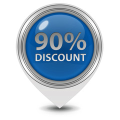 Discount ninety percent pointer icon on white background