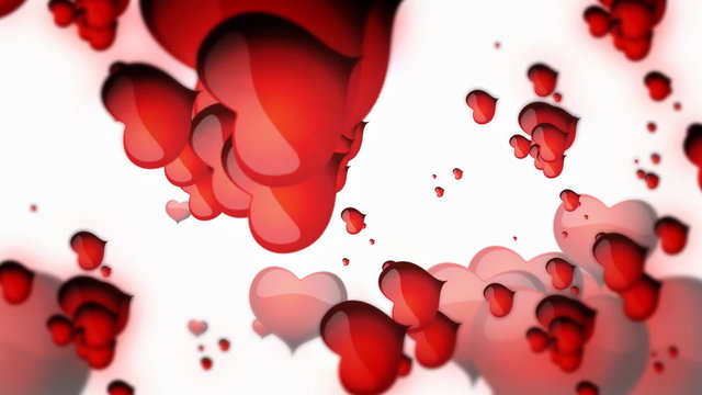 Floating red hearts on white backgroun animation for Valentine's day