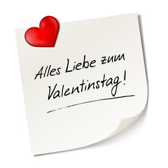 Haftnotiz mit Herzchen - Alles Liebe zum Valentinstag