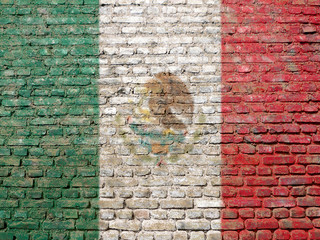 Mexican flag painted on wall