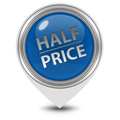 Half price pointer icon on white background