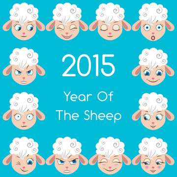 Cartoon Sheep Expressions set