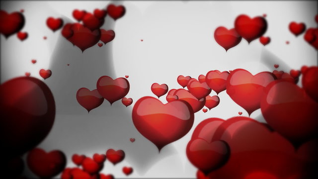 Red hearts with white shadow floating animation for Valentine's day