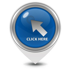 Click here pointer icon on white background
