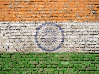 Indian flag painted on wall