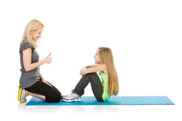 Family: Thumbs Up to Girl for Exercising