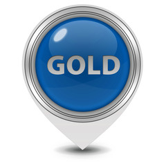 Gold pointer icon on white background