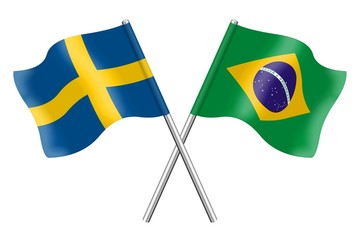 Flags: Sweden and Brazil