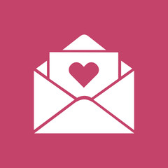 Simple flat design love letter on pink background