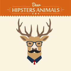 background and greeting card with hipster deer