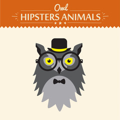 Vector Hipster Owl greeting card design illustration