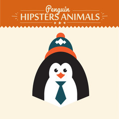 hipster penguin vector illustration