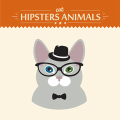 Fashion Portrait of Hipster Cat with glasses and bow