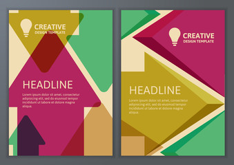 Set of vector geometric template for brochure, flyer, poster. Co