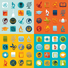 Set of education flat icons