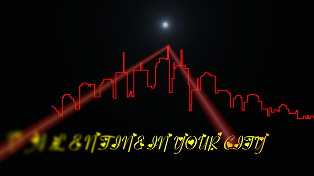 Animated inscription and shape of city for Valentine's day
