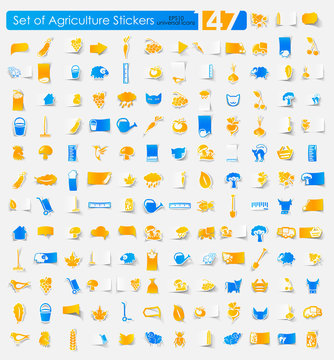 Set of agriculture stickers
