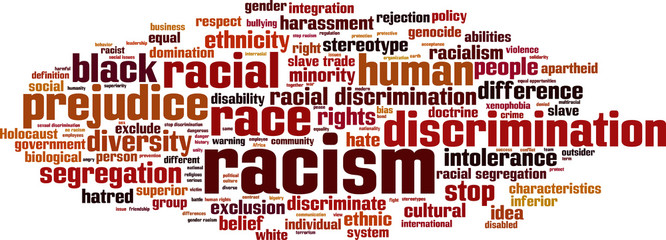 Racism word cloud concept. Vector illustration