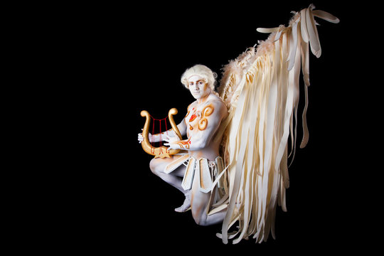Valentine's Day, cupid man with harp
