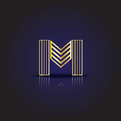 M Lettering - Isolated On Blue Background - Vector Illustration, Graphic Design, Editable For Your Design