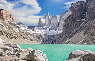 Torres del Paine mountains, Patagonia, Chile - obrazy, fototapety, plakaty
