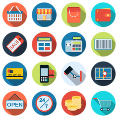 Shopping flat vector icons