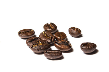 a handful of coffee beans