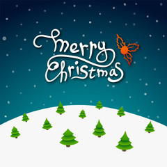 Fototapeta premium Christmas greeting card, merry christmas lettering