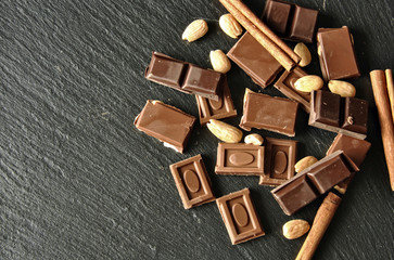pieces of chocolate with almonds