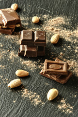 pieces of chocolate with almonds