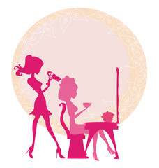 Vector illustration of the beautiful woman in hairdressing salon