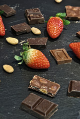 pieces of chocolate with almonds