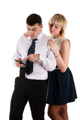 businessman working with a mobile phone