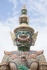Fototapeta na wymiar Green Giant in the Temple of the Emerald Buddha