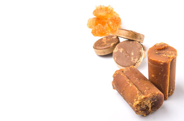 Palm sugar, coconut sugar and sugar cane rock